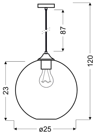 Candellux sospensione Edison Ø25 vetro rosso metallo nero E27