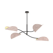 Lampada a sospensione Lotus in acciaio nero e velluto grigio