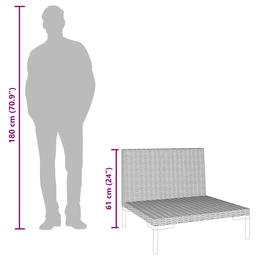 Divano da esterno-Divani da Giardino 2pz con Cuscini in Polyrattan Mezzo Tondo 484620