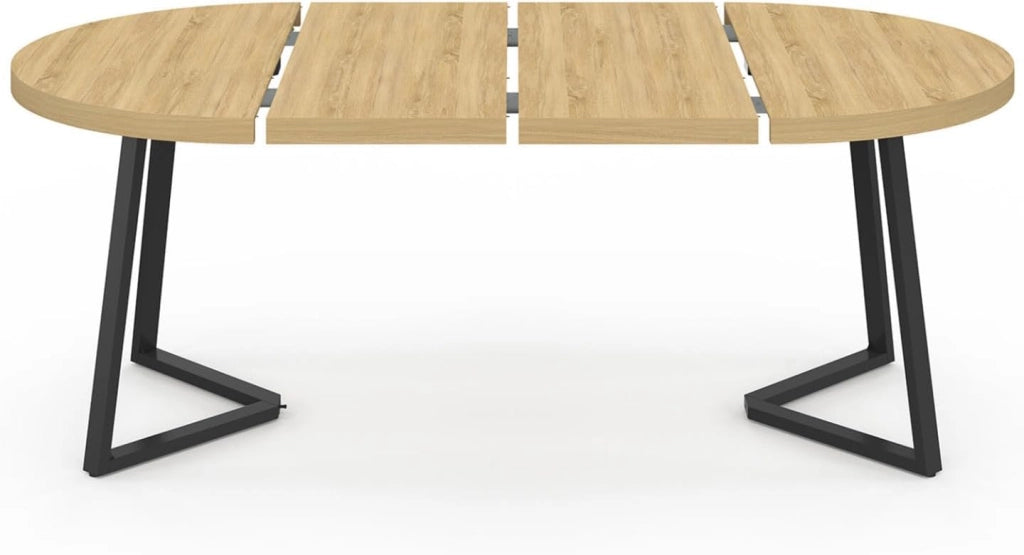 SELMA tavolo da pranzo rotondo allungabile 4-10 persone legno e nero 110-200 cm