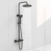 AICAIT Colonna doccia rotonda con soffione rotondo 25x25cm in acciaio inox nero, sistema doccia a 38℃ antiscottature