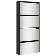 Scarpiera mobiletto portascarpe mobile per ingresso/corridoio/soggiorno con specchio 4 ripiani 63 x 17 x 134 cm nero 02_0021416