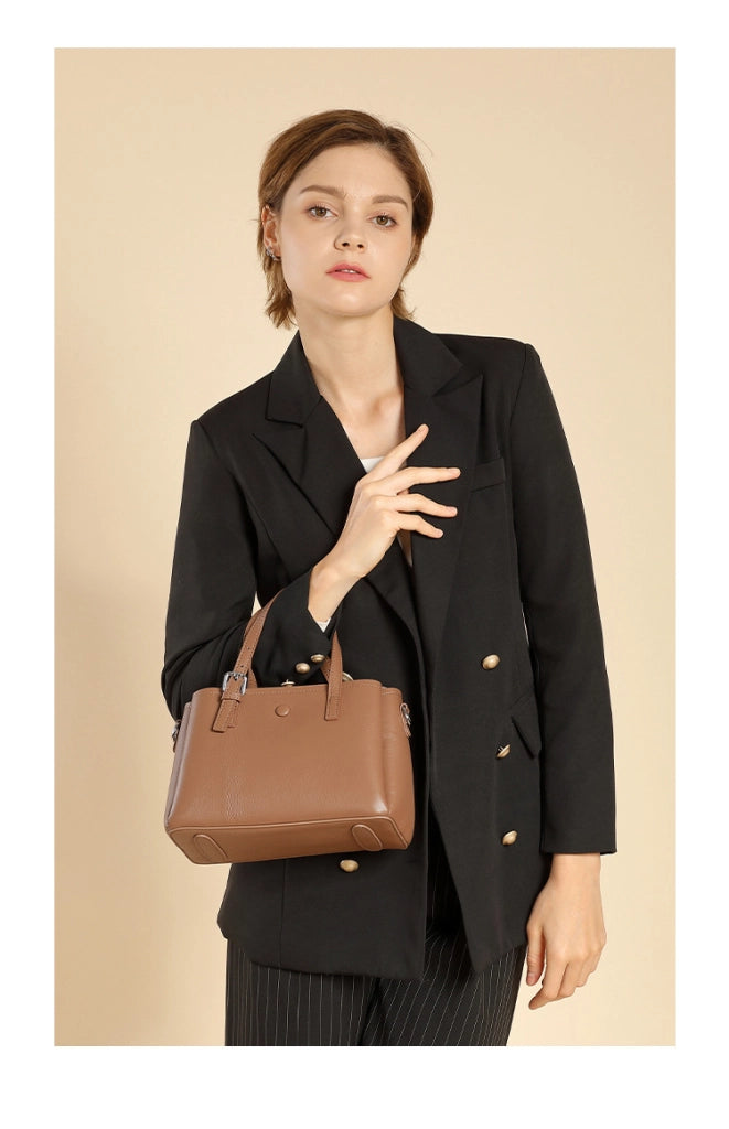 Borsa a tracolla da donna in vera pelle marrone