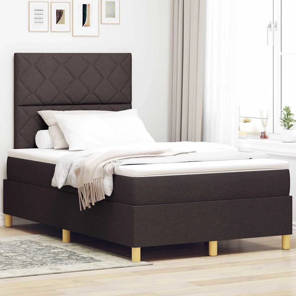 Letto a Sorgente LED Marrone Scuro 120 x 190 cm Tessuto