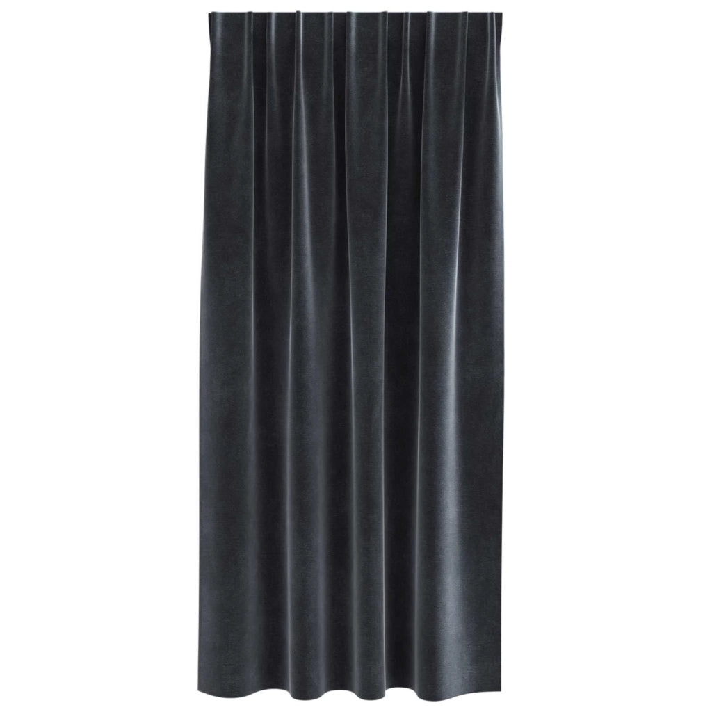 Tende Oscuranti | Tende Blackout 2 pz Grigio scuro 140 x 175 cm Velluto