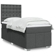 Giroletto a Molle con Materasso Grigio Scuro 100x200 cm Tessuto