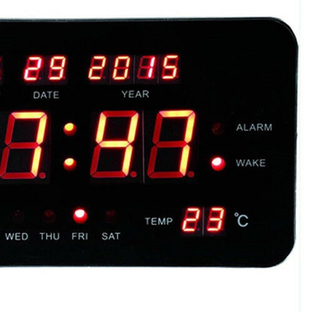 Trade Shop - Sveglia Digitale Elettrica Orologio Luce Led Con Data Giorno Temperatura Nero -