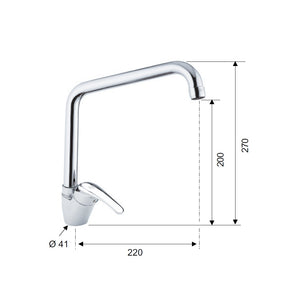 Rubinetto lavello con bocca alta a u girevole - serie 35