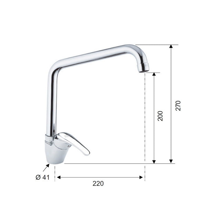 Rubinetto lavello con bocca alta a u girevole - serie 35