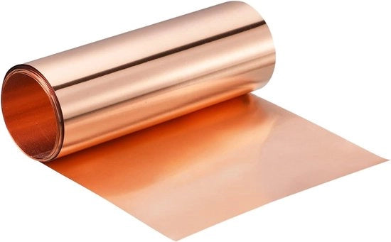 Rolle di lamiera condotta 3500 mm x 100 mm x 0,06 mm per progetti elettrici e di DIY.