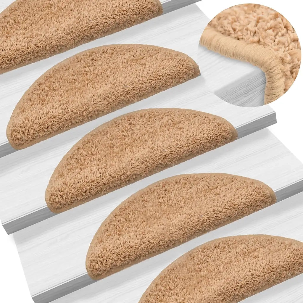 Tappetini per scale 20 pz | Gradini per Scale 56x17x3 cm Beige Semicircolari