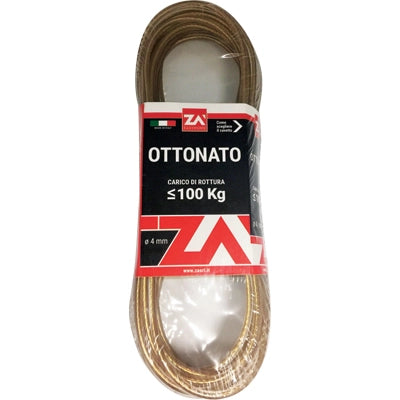 CAVETTO ACCIAIO OTTONATO TRASPARENTE - MM 4,0 MT 20- 5 pezzi