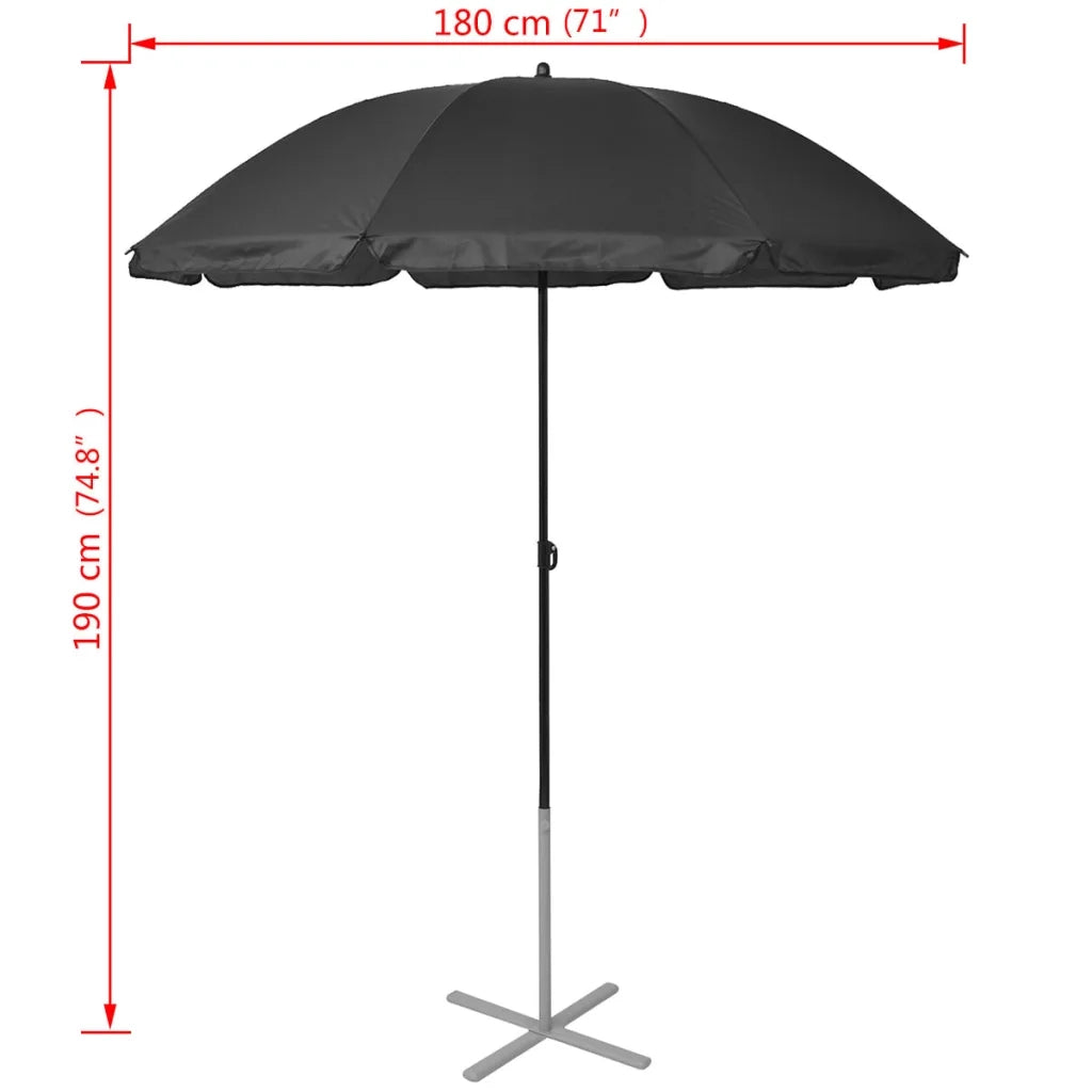 Lettini Prendisole con Ombrellone in Alluminio Nero 42161
