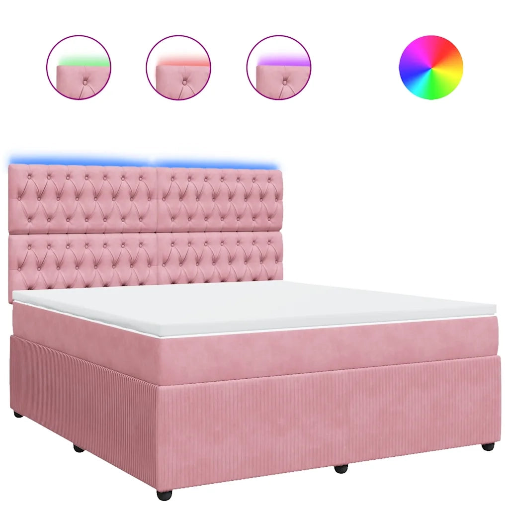 Giroletto a Molle con Materasso Rosa 180x200 cm in Velluto 3294717