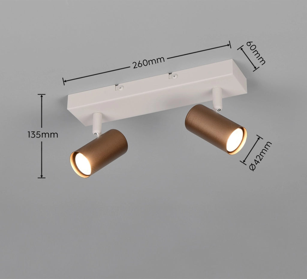 Faretto soffitto doppio TARYN 2xGU10 beige metallo RL