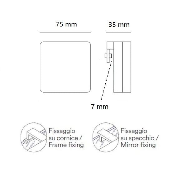 APPLIQUE DA SPECCHIO QUADRATA A LED 4W FINITURA CROMO DIVA FAN
