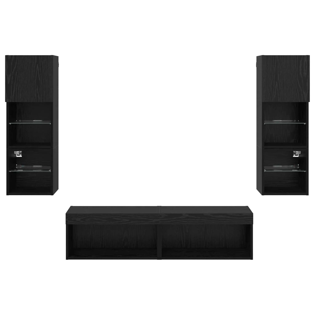 Unità TV da Parete 6 pcs Rovere Nero Legno multistrato 3402931