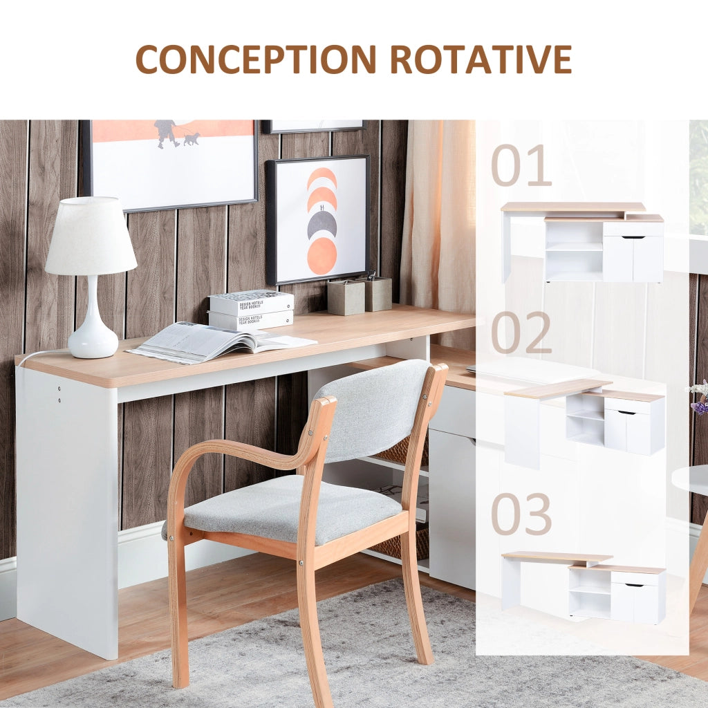 Scrivania Multimediale con Cassetti e Ripiani ¨C Zephmum ¨C Legno Rovere 90x50x75