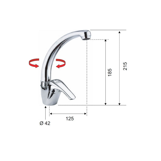 Rubinetto lavello, modello corto - serie 35