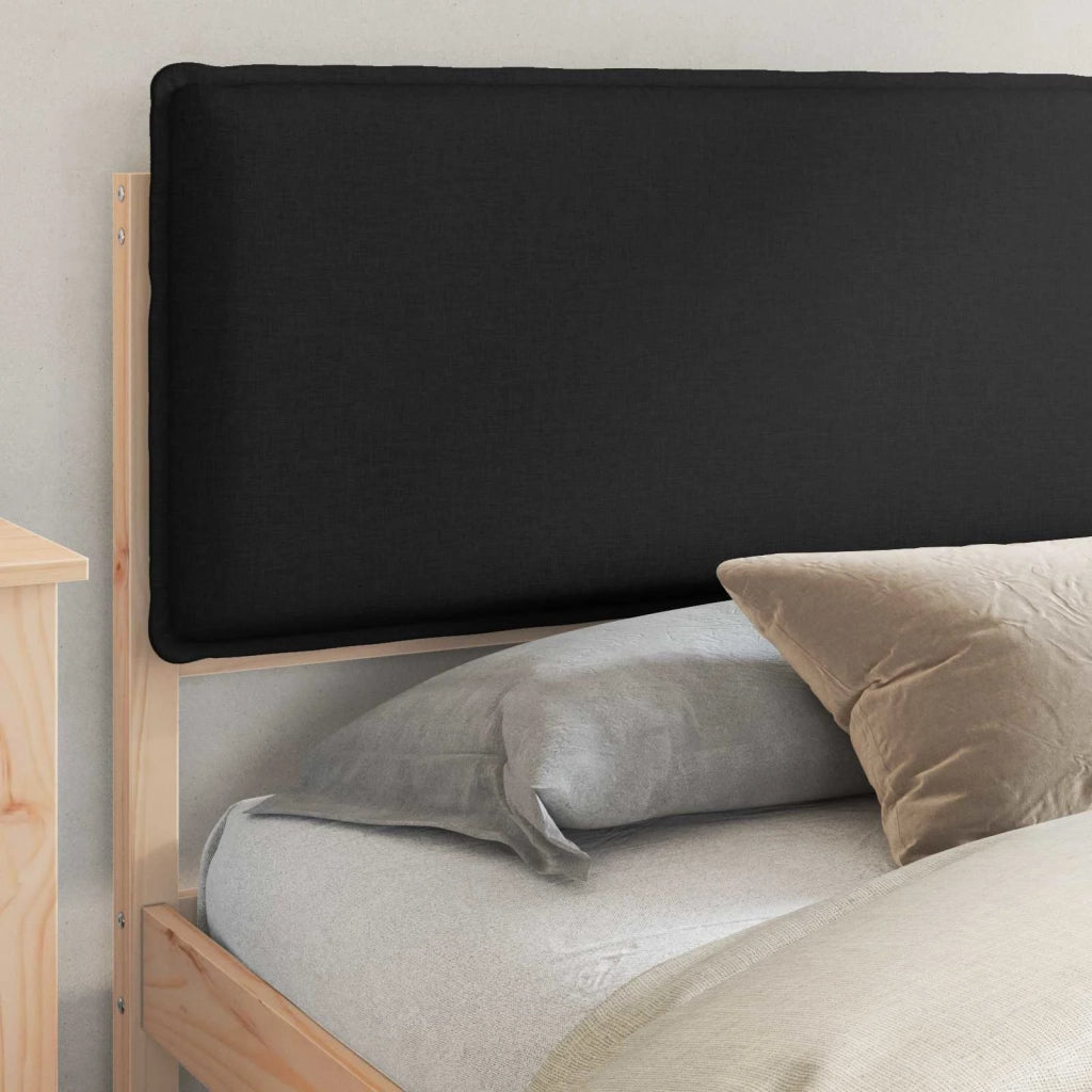 Letto con Testiera Rivestita Nero 200 x 200 cm Pino massello