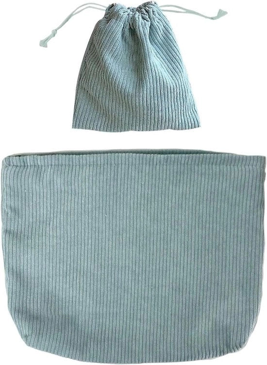 Borsa di Trucco Retro semplice con Pouch con Cerniera Grande Capacità Borsa di Stoccaggio Bagno Blu Unico Dimensione - Borsa di Stoccaggio Moderna Blu