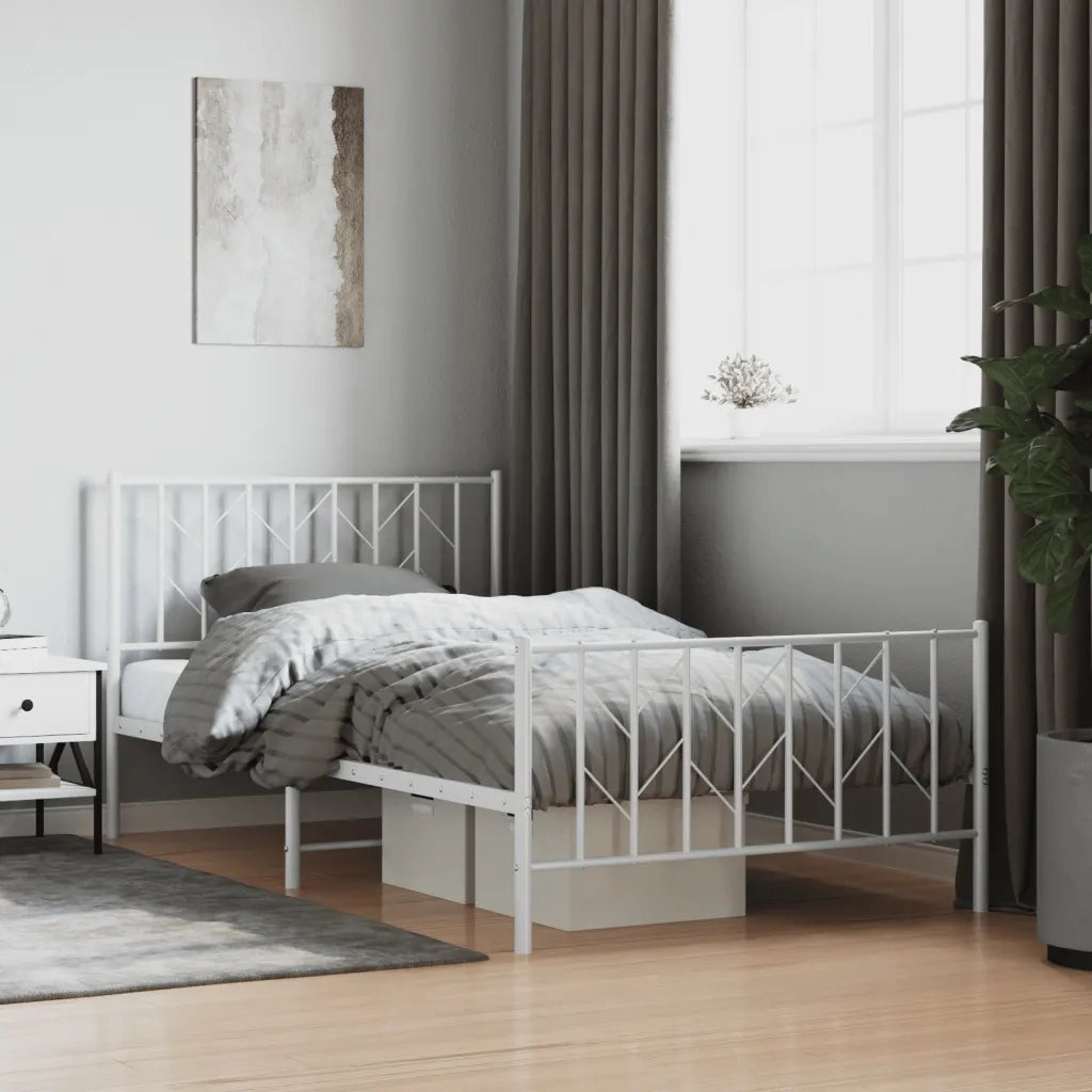 Giroletto con Testiera e Pediera Metallo Bianco 107x203 cm 374500