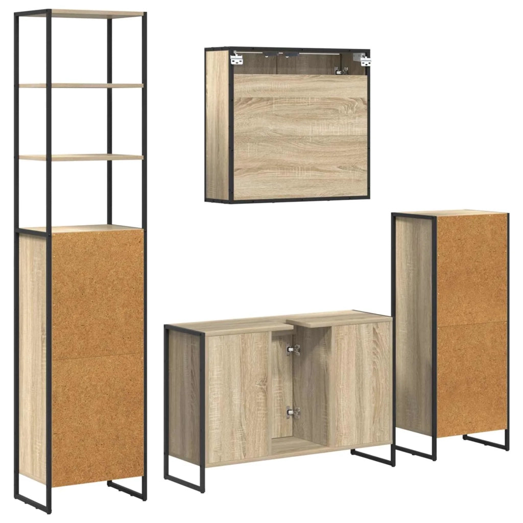 Set di mobili per il Bagno | Armadio da bagno Rovere Sonoma Legno multistrato