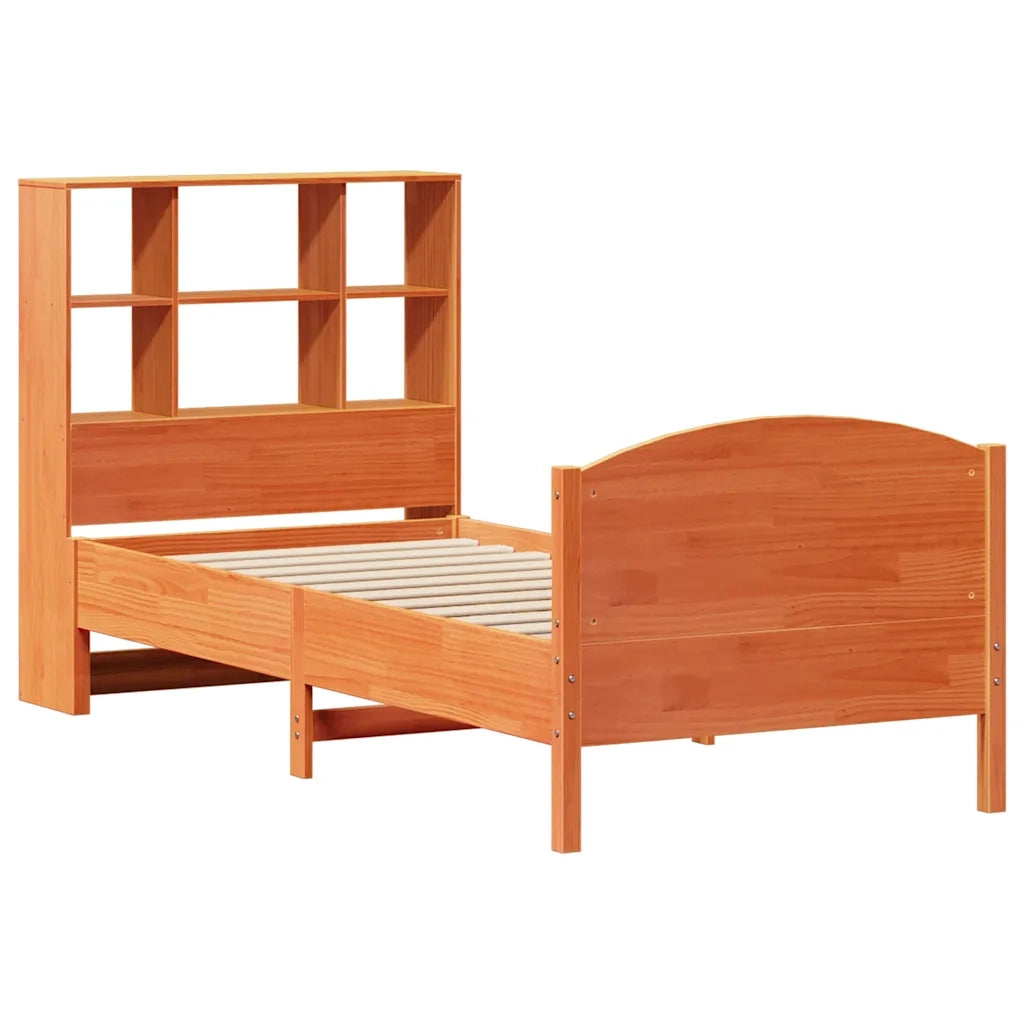 Letto Libreria senza Materasso Marrone Cera 75x190 cm in Pino 3323130