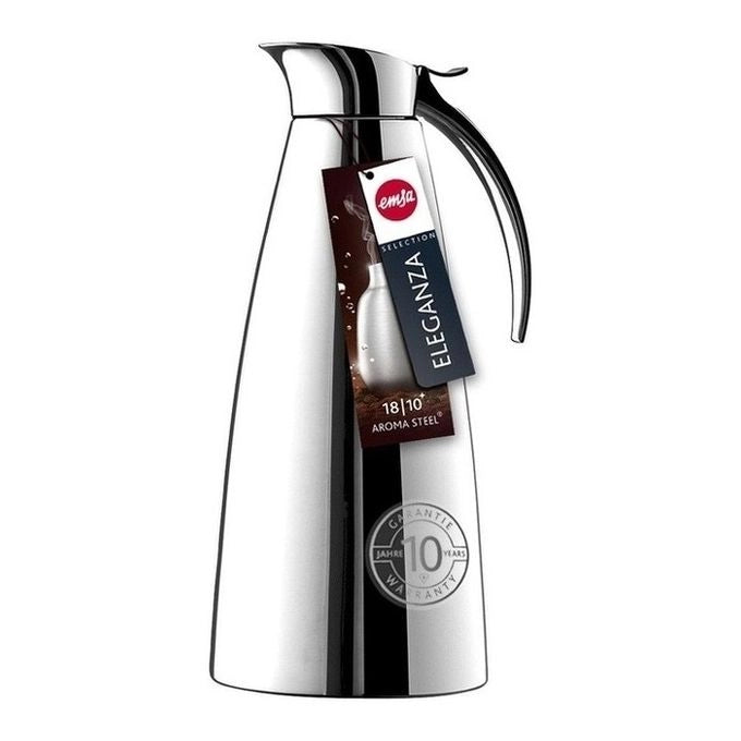 EMSA 502664 Eleganza Thermos e Recipiente Isotermico 1,3 L Acciaio Inox con Doppia Parete Sottovuoto Mantenimento Caldo 12 h Freddo 24 h Lavabile in Lavastoviglie colore Acciaio inox