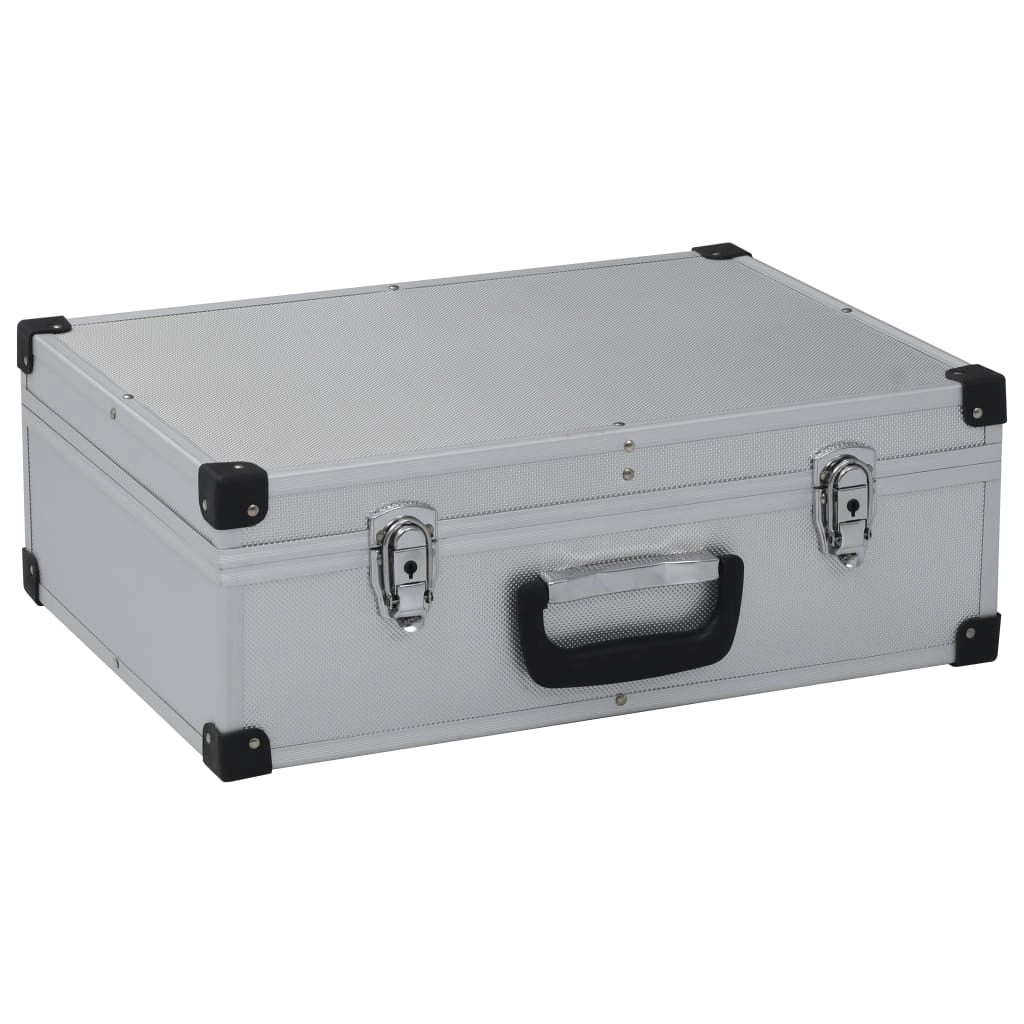 Valigetta portautensili cassetta portautensili carrello portautensili cassetta portautensili contenitore portadocumenti portatile 46 cm argento 02_0003268