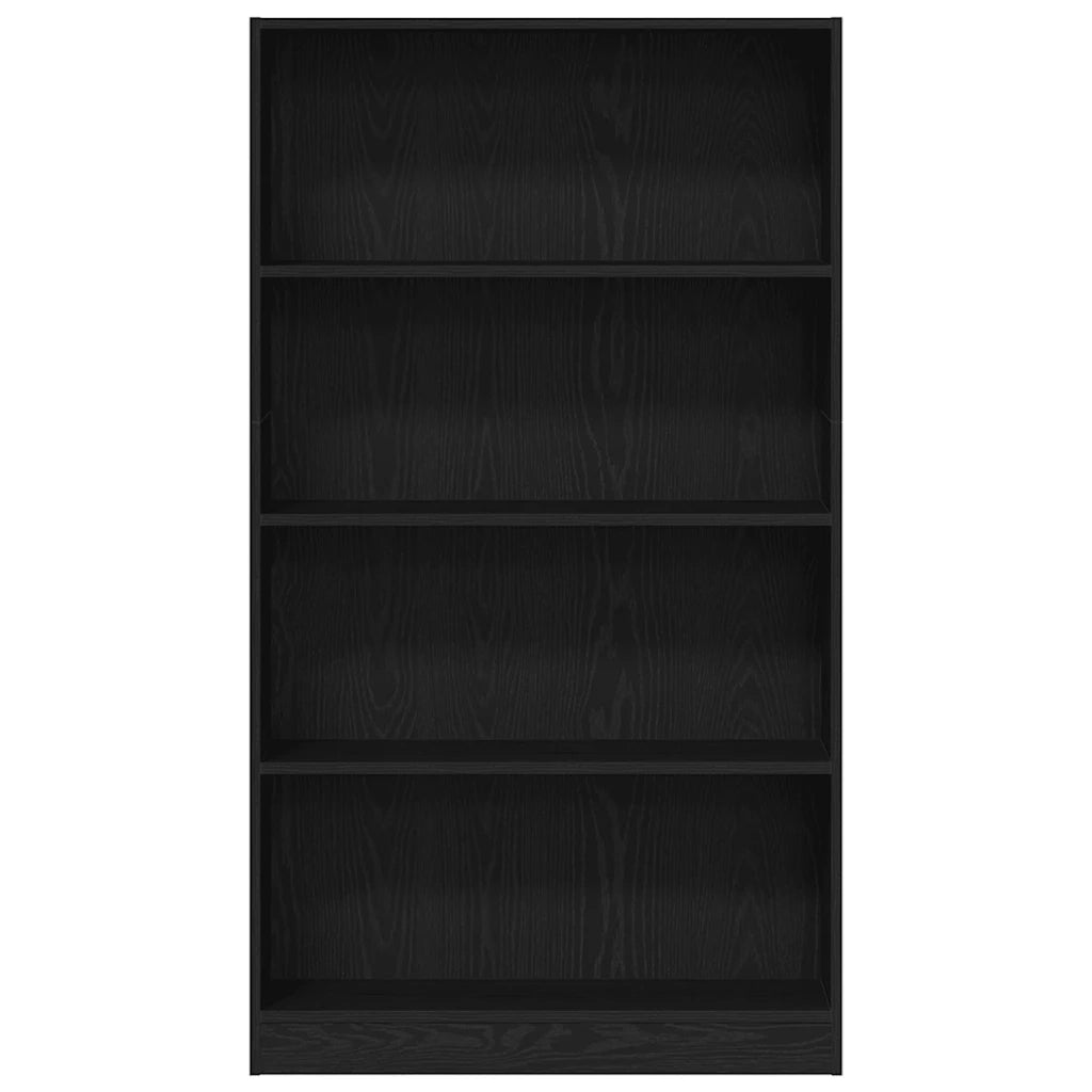 Libreria a 4 Ripiani-Scaffale per Libri-Mobile di Stoccaggio Rovere Nero 80x24x143 cm in Truciolato