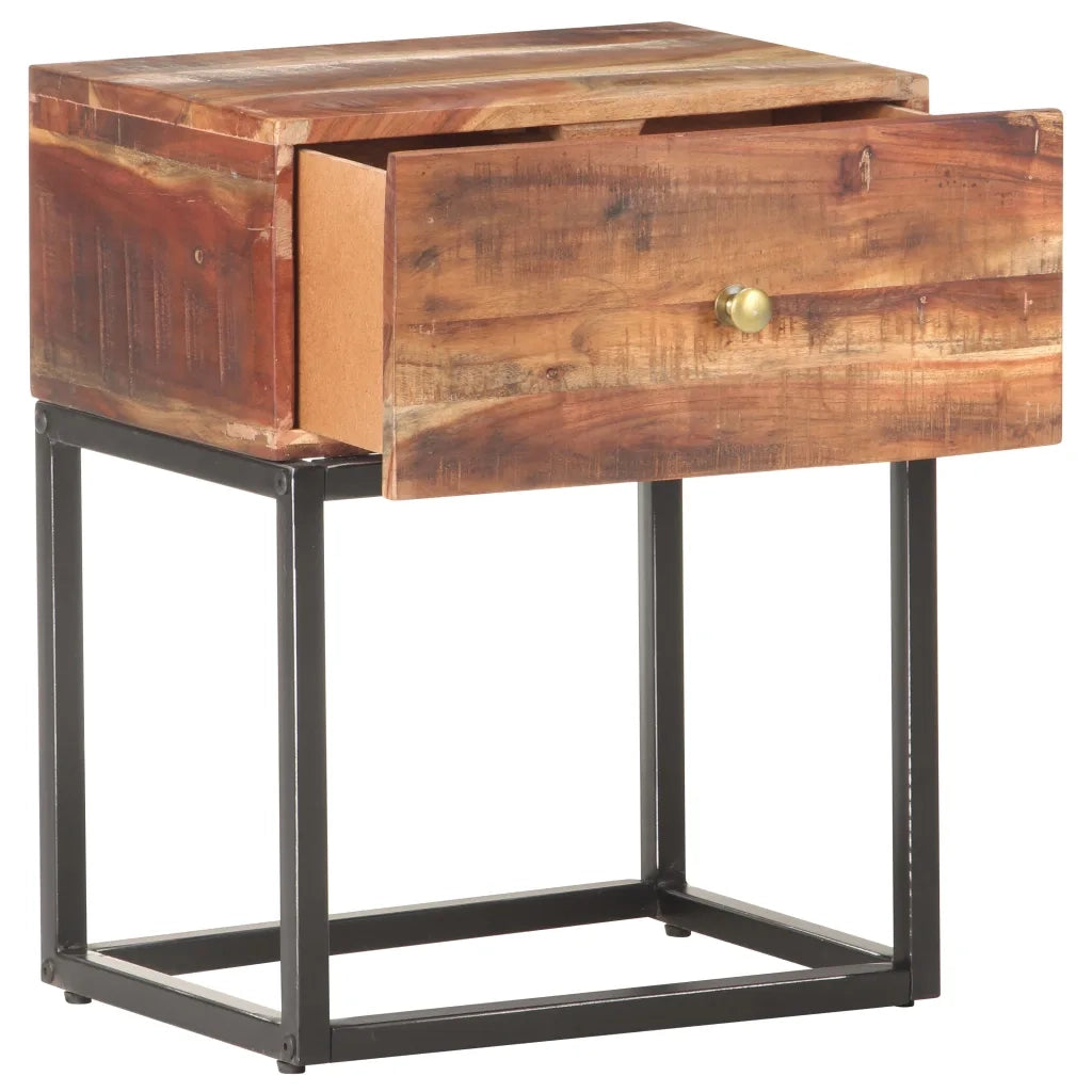 Comodino-Tavolino da notte 40x30x50 cm in Legno di Acacia Grezzo