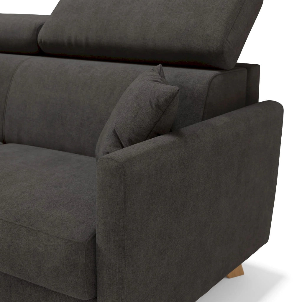 Francy Divano letto matrimoniale con poggiatesta regolabili in tessuto impermeabile e smacchiabile T17 180 cm (mat. 140x197) antracite