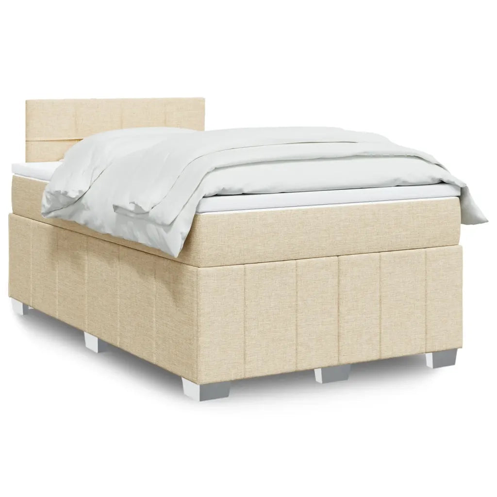 vidaXL Giroletto a Molle con Materasso Crema 120x200 cm in Tessuto