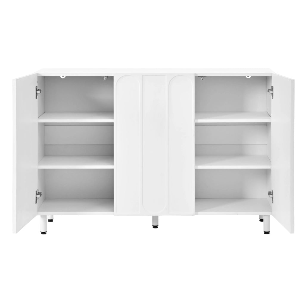 Credenza con 3 ante e ripiani regolabili; chiusura ammortizzata - per ingresso - bianco