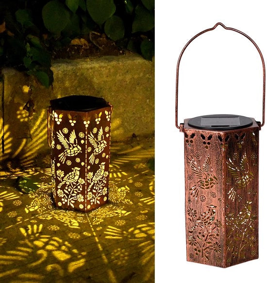 Luce calda per uccelli - 18.3*10cm - Lampada da esterno alimentata da energia solare - Lampada LED acqua resistente per giardino - Metallo - Per giardino, marciapiede, veranda e cortile - Lampada da parete per giardino