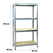 SCAFFALE IN METALLO JOKER 90 X 40 X H 174 CM 4 RIPIANI 175 KG A PIANO