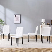 Set di 4 sedie da pranzo bianche e nere in PU con schienale trapuntato; 89 cm
