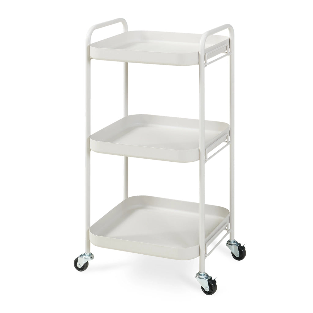Carrello di Servizio Kelevn Portatutto a 3 Ripiani e Rotelle 67 x 33 x 31 cm in Acciaio - Grigio [en.casa]