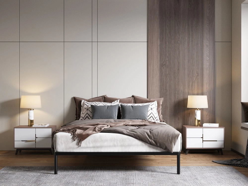 Rete letto BED ALU 160x200 metallo legno listelli moderno nero