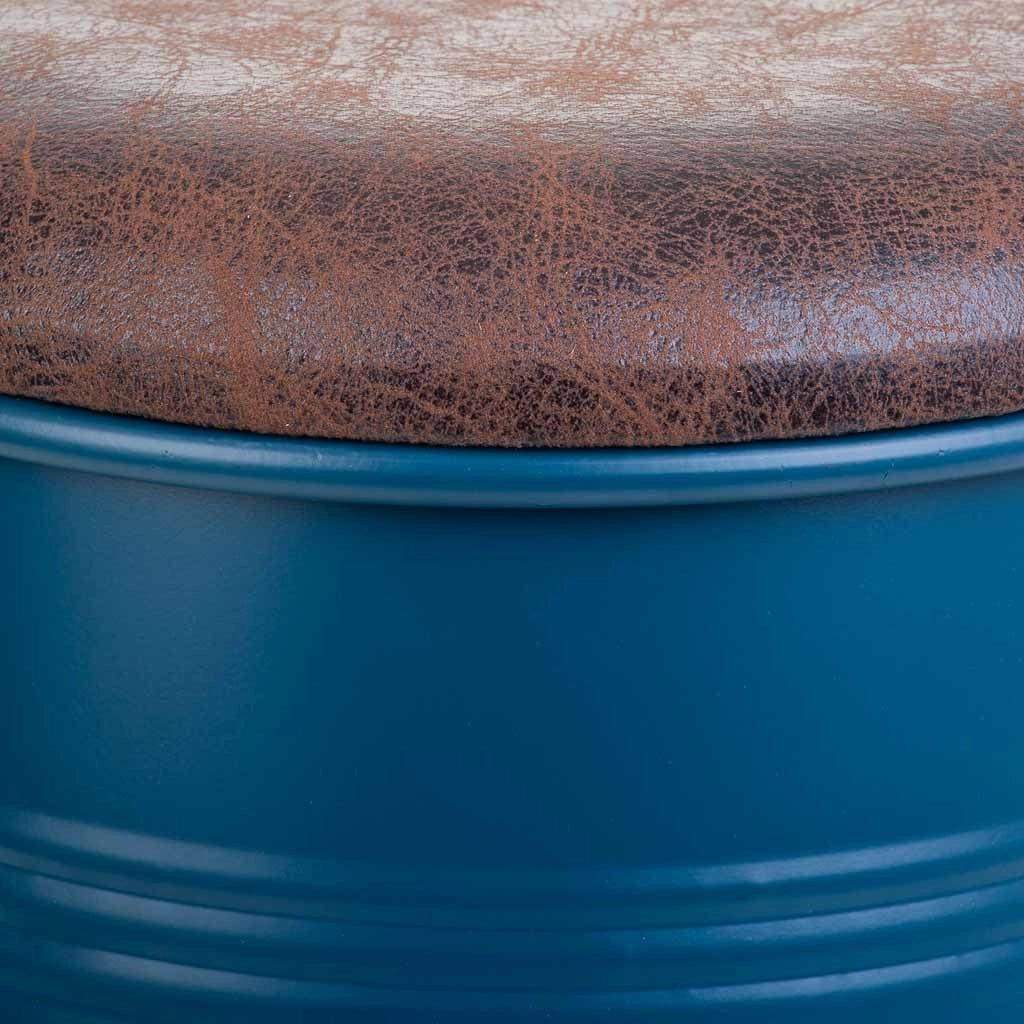 Sgabello in metallo rivestito stampato blu 33x47