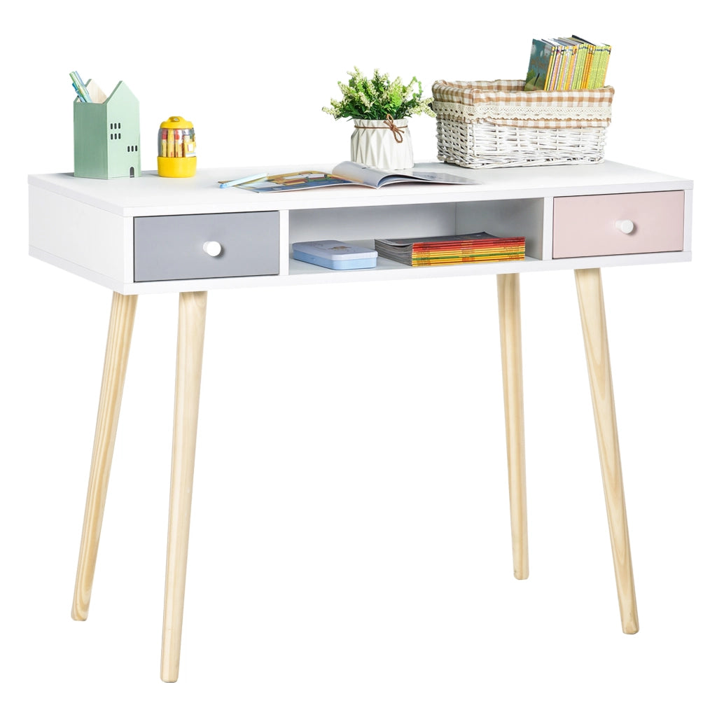 Scrivania per bambini stile scandinavo con cassetto e ripiano ¨C zephmum ¨C MDF e pino 100x48x76.5 cm