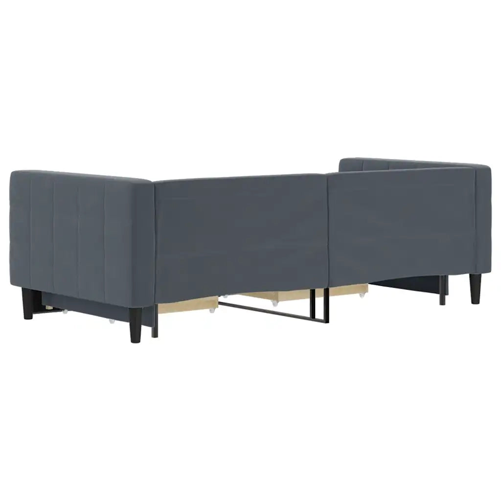 Divano Letto Estraibile Cassetti-Sofa Letto-Daybed Grigio Scuro 90x190cm Velluto 663619