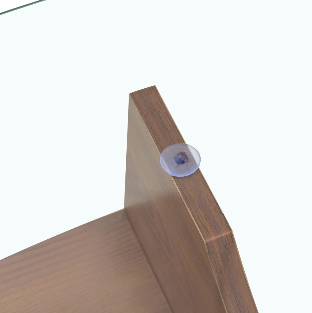 Tavolino da caffè 117;5x72;5 cm trasparente in vetro e MDF noce con ripiano