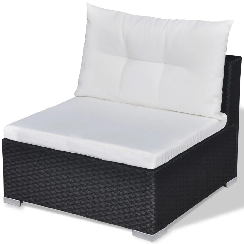 Set Divani da Giardino 10 pz con Cuscini in Polyrattan Nero 41876
