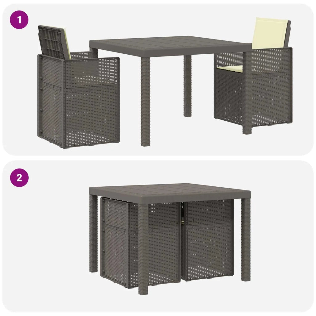 Set da Pranzo per Giardino 3 pcs Grigio chiaro e panna PP 3430051