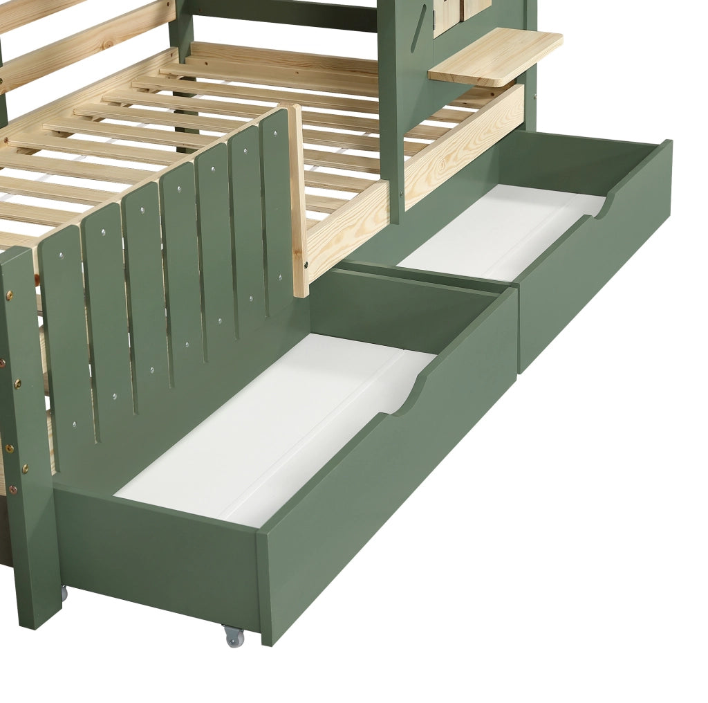 Letto a casetta per bambini verde naturale 90x200 cm