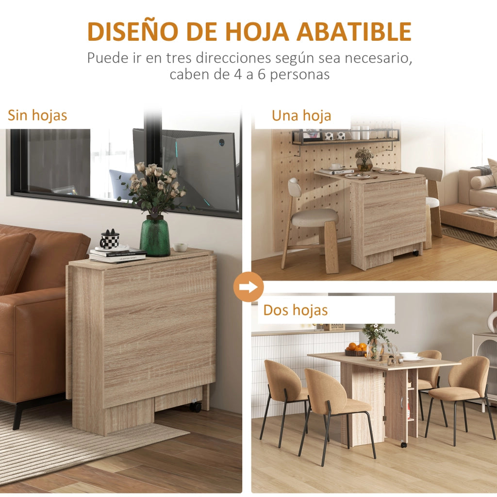 Tavolo pieghevole con ripiani ¨C zephmum ¨C legno naturale 75x140x74