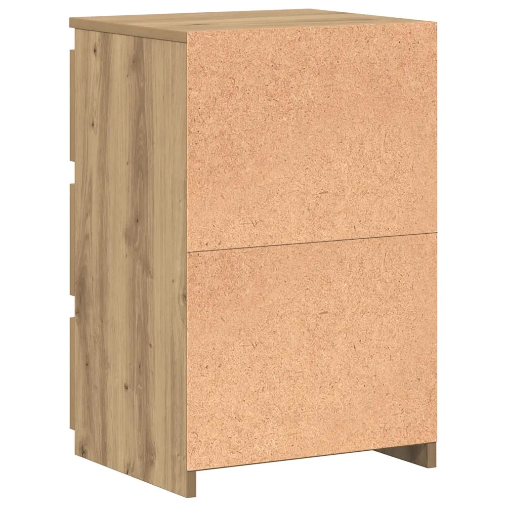 Set di 2 Comodini | Armadio da Notte | Mobiletto da notte Rovere Artigianale 40x35x62,5 cm Legno Multistrato