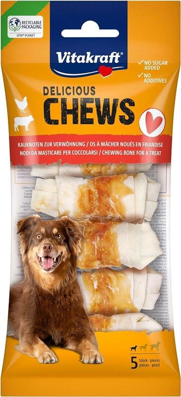 VITAKRAFT CHEWS SPUNTINO NODO DA MASTICARE PER PELLE DI MANZO SECCA CON CARNE DI POLLO MAGRA PICCOLA TAGLIA 5 PZ